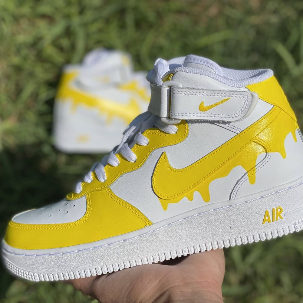 Yellow Dripping Custom Sneakers Air Force 1 Mid