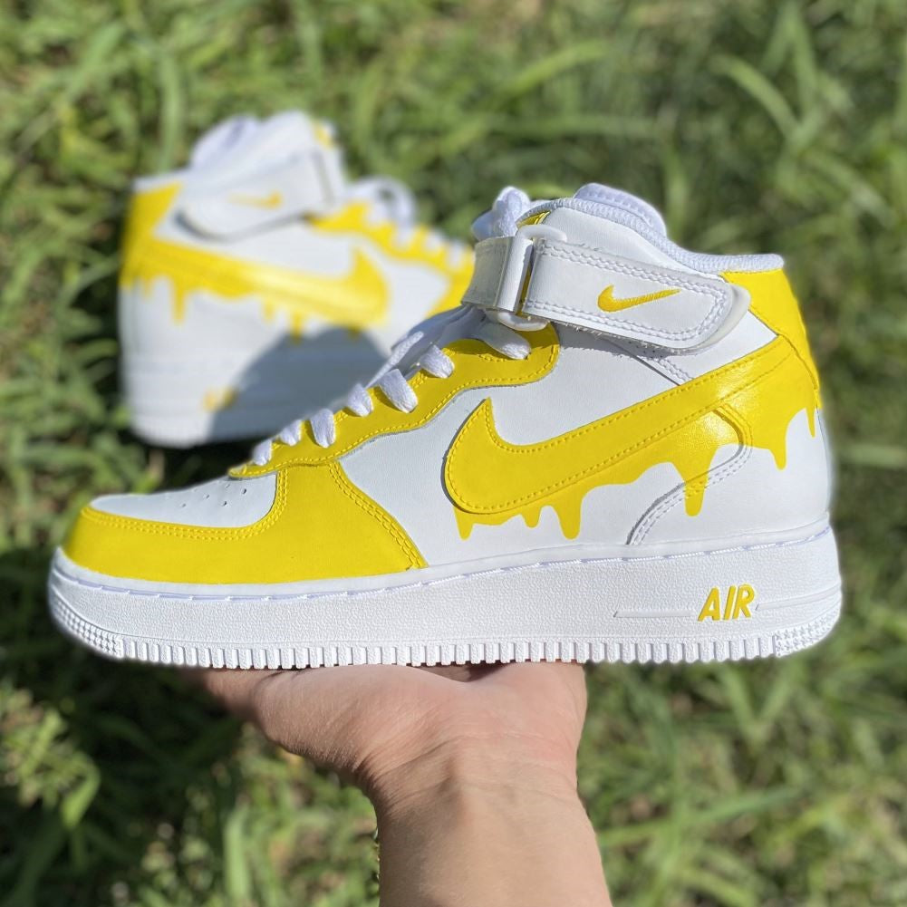 Yellow Dripping Custom Sneakers Air Force 1 Mid