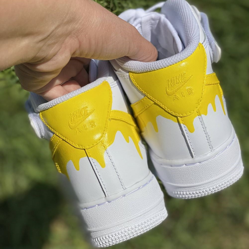 Yellow Dripping Custom Sneakers Air Force 1 Mid