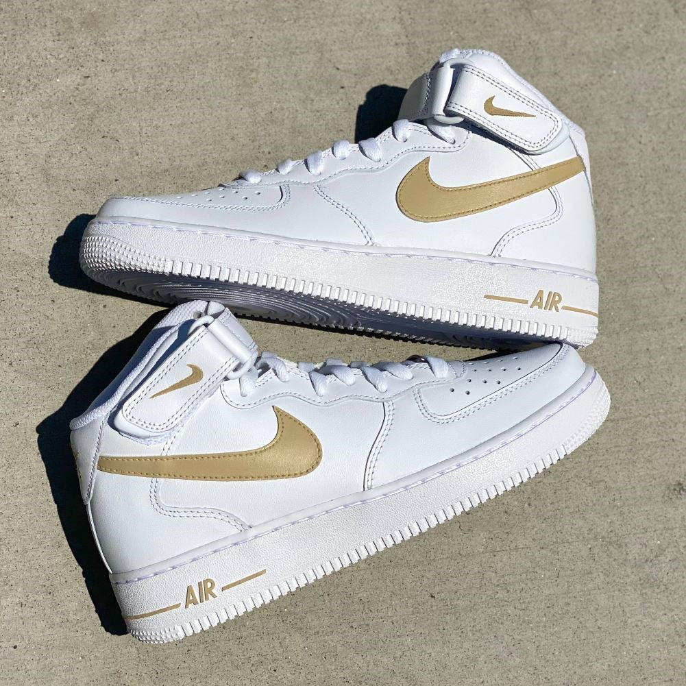 Beige Custom Sneakers Air Force 1 Mid