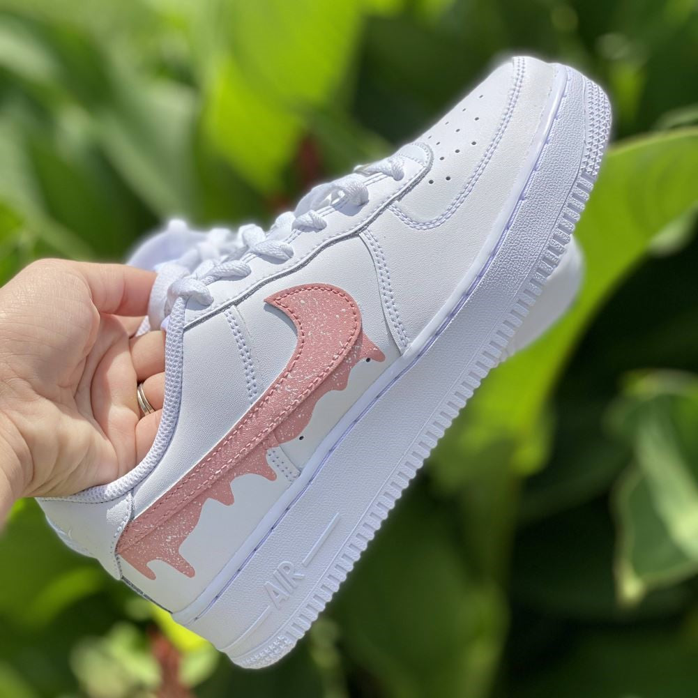 Pink Blinks Dripping Custom Sneakers Air Force 1