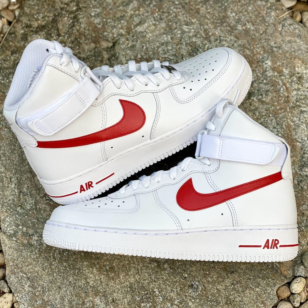 Red Custom Sneakers Air Force 1 High