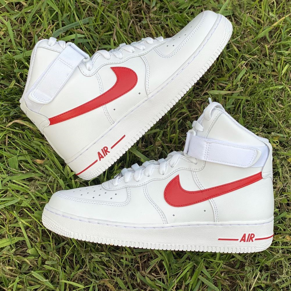 Red Custom Sneakers Air Force 1 High