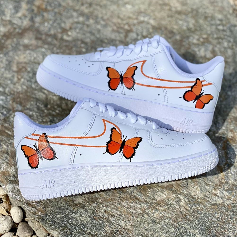 Orange Butterflies Custom Sneakers Air Force 1 Mid