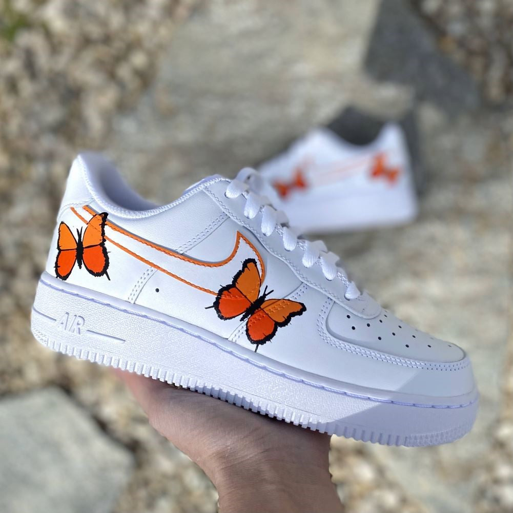 Orange Butterflies Custom Sneakers Air Force 1 Mid