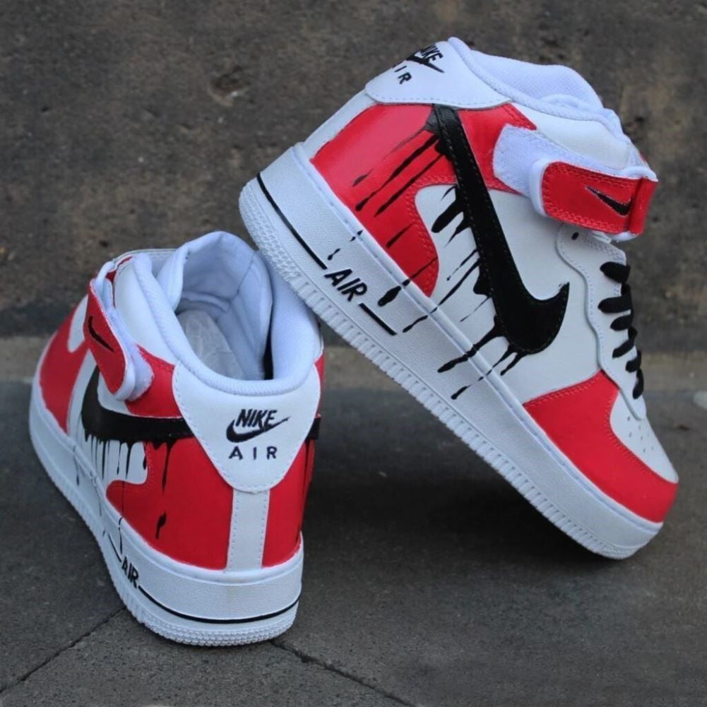 Red Black Drips Custom Sneakers Air Force 1