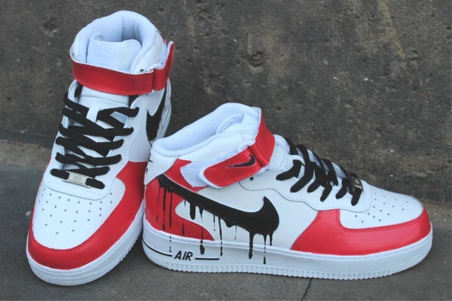 Red Black Drips Custom Sneakers Air Force 1