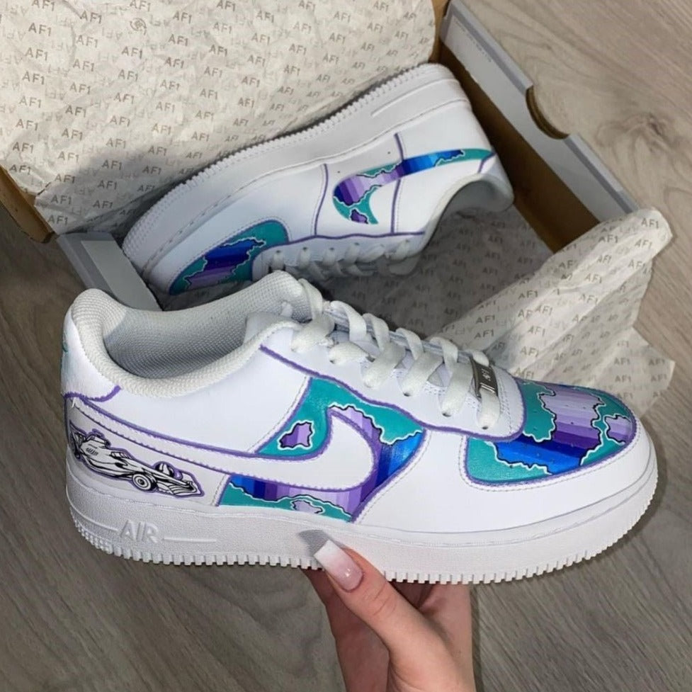 Blue Purple Fragments Custom Sneakers Air Force 1