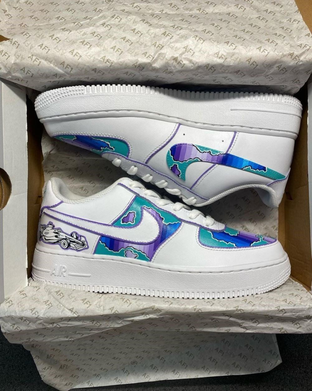 Blue Purple Fragments Custom Sneakers Air Force 1