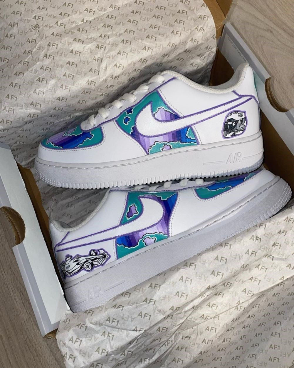 Blue Purple Fragments Custom Sneakers Air Force 1