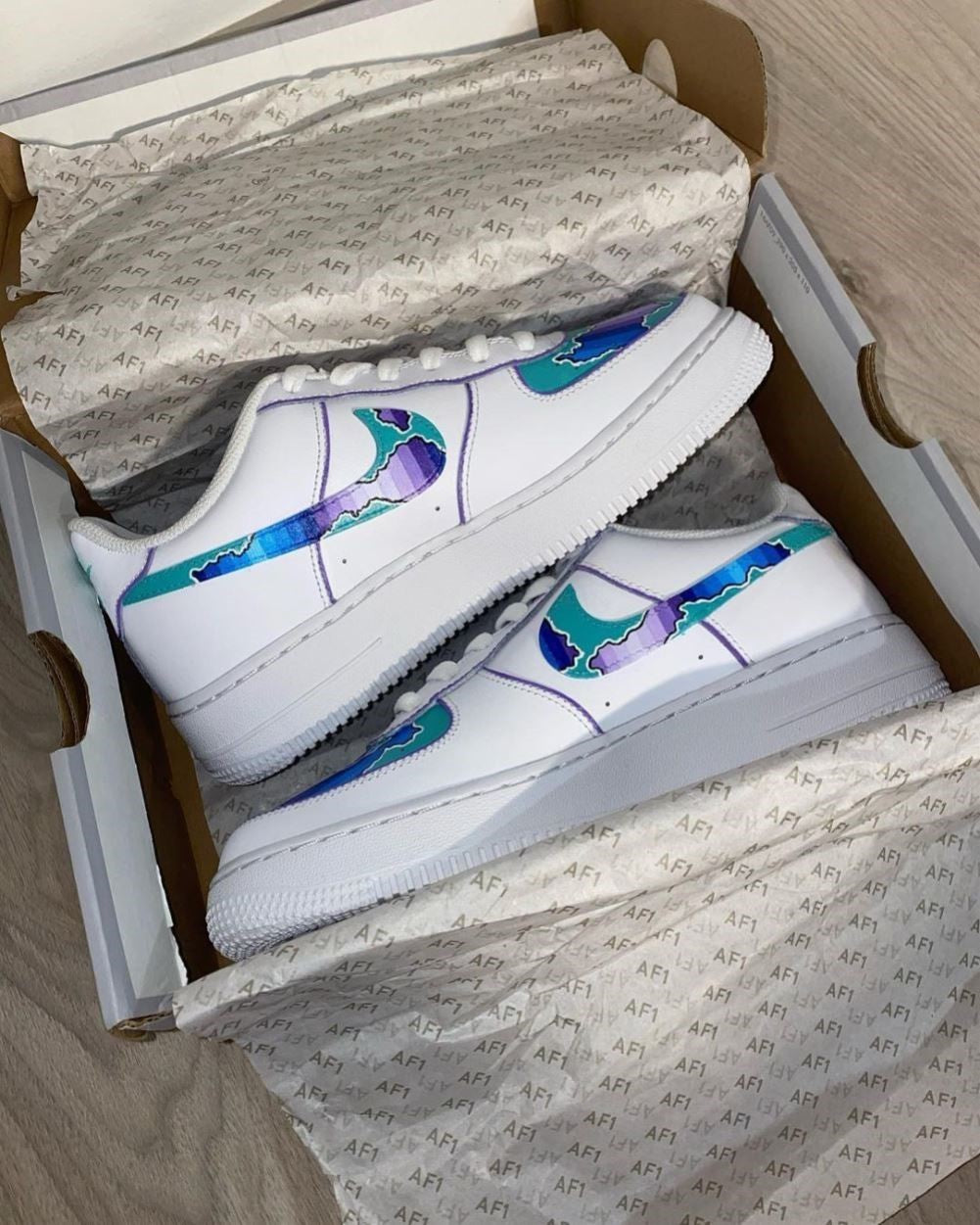 Blue Purple Fragments Custom Sneakers Air Force 1