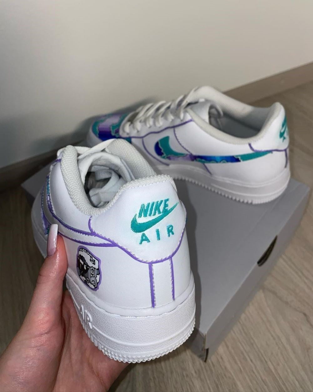 Blue Purple Fragments Custom Sneakers Air Force 1