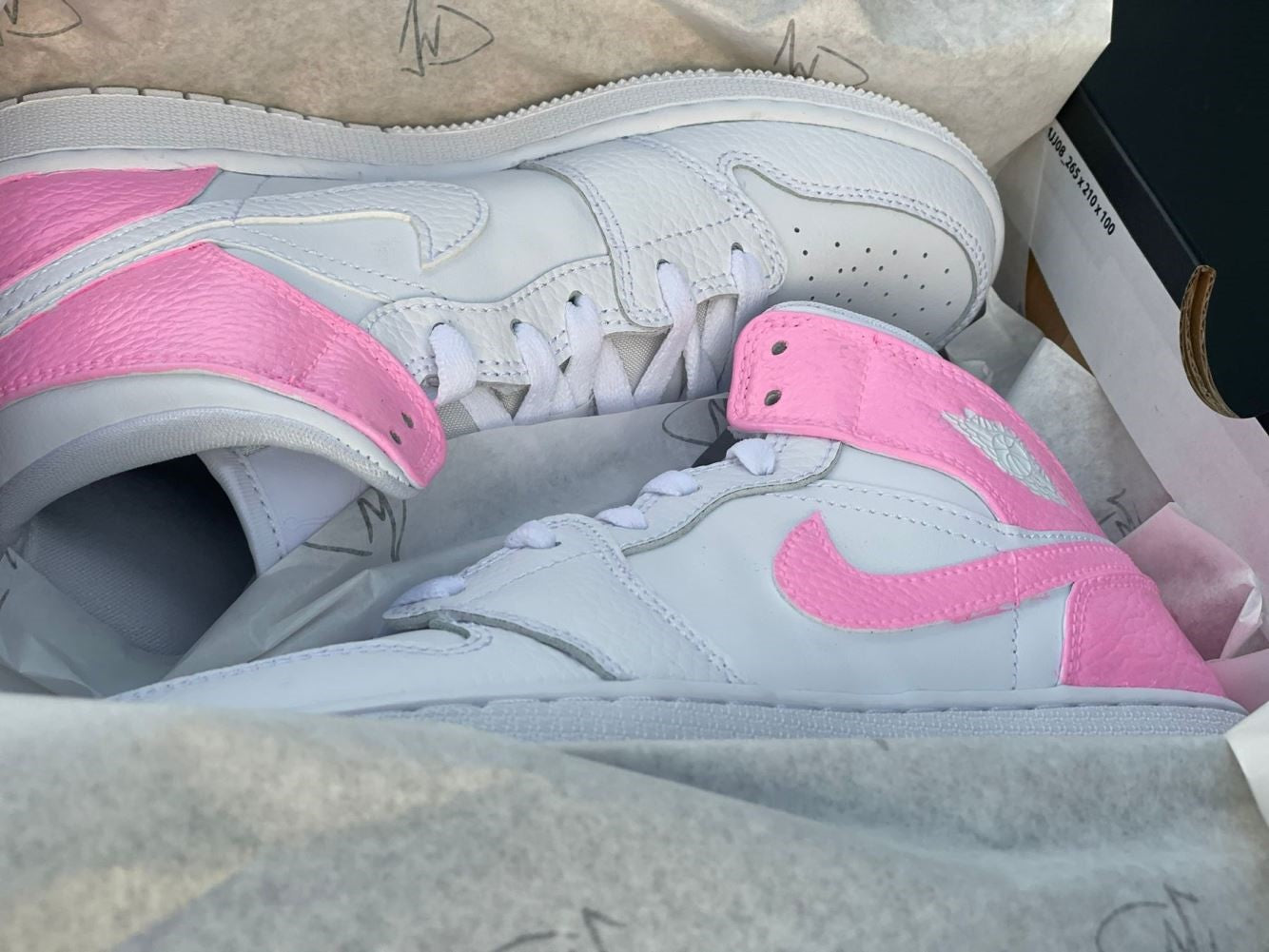 Pink White Custom Sneakers Air Jordan 1