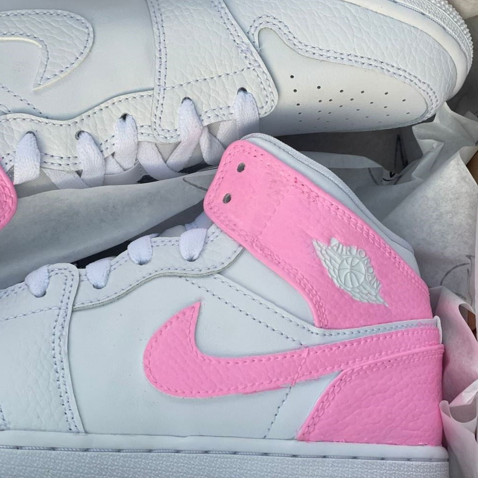 Pink White Custom Sneakers Air Jordan 1