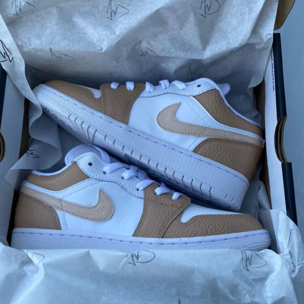 Brown Beige Custom Sneakers Air Jordan 1 Low