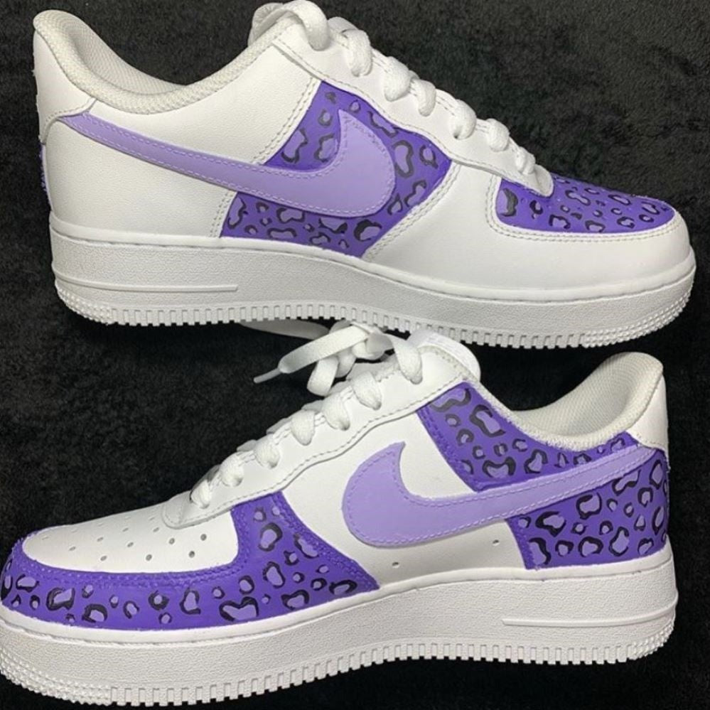 Purple Leopard Print Custom Sneakers Air Force 1