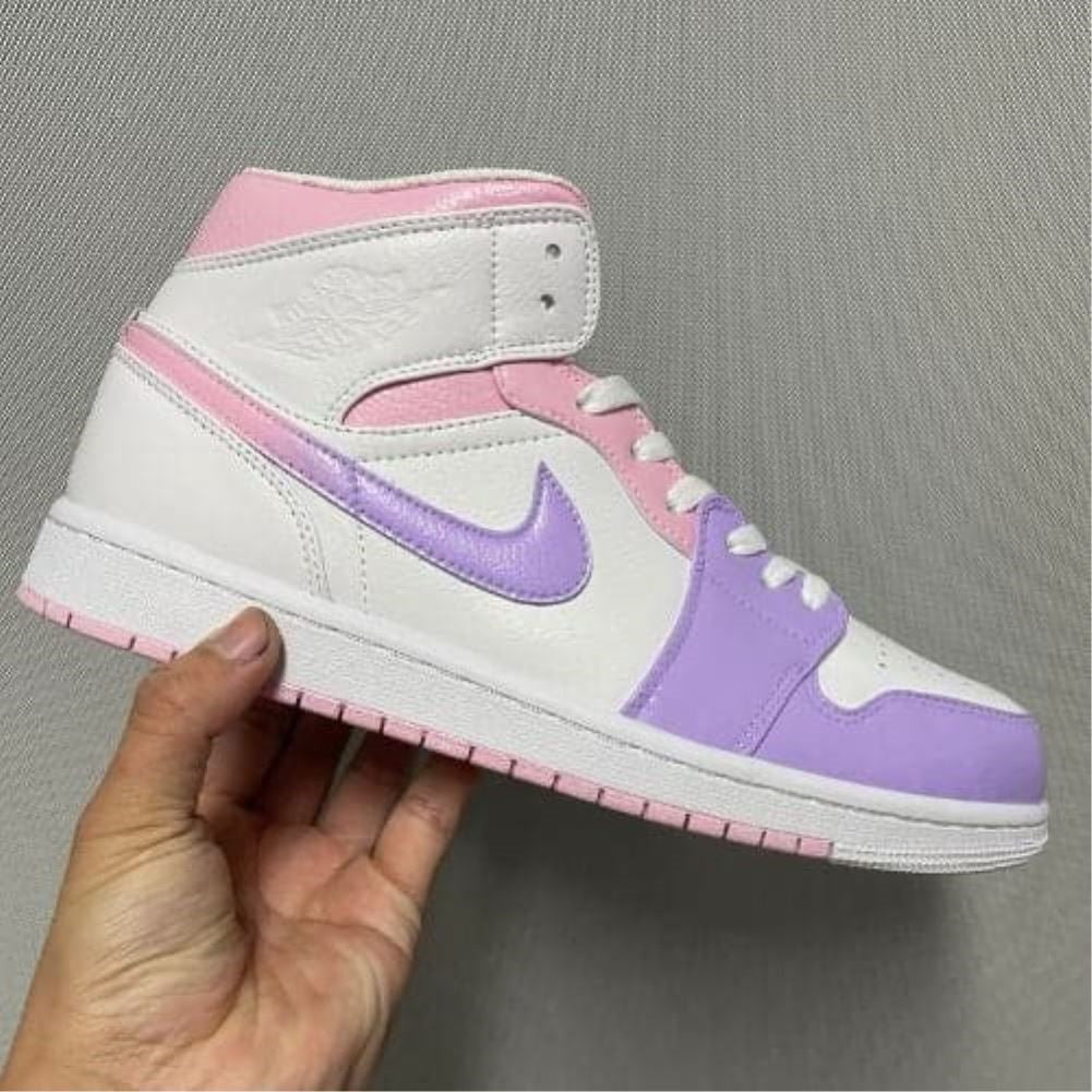 Pink Purple Smooth Custom Sneakers Air Jordan 1