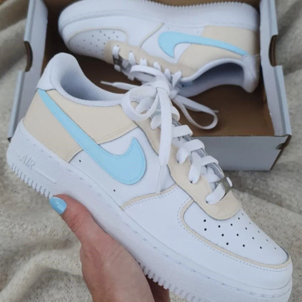 Beige Blue Custom Sneakers Air Force 1