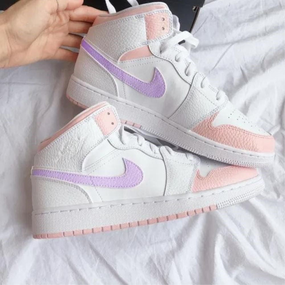 Soft Pink Purple Custom Sneakers Air Jordan 1