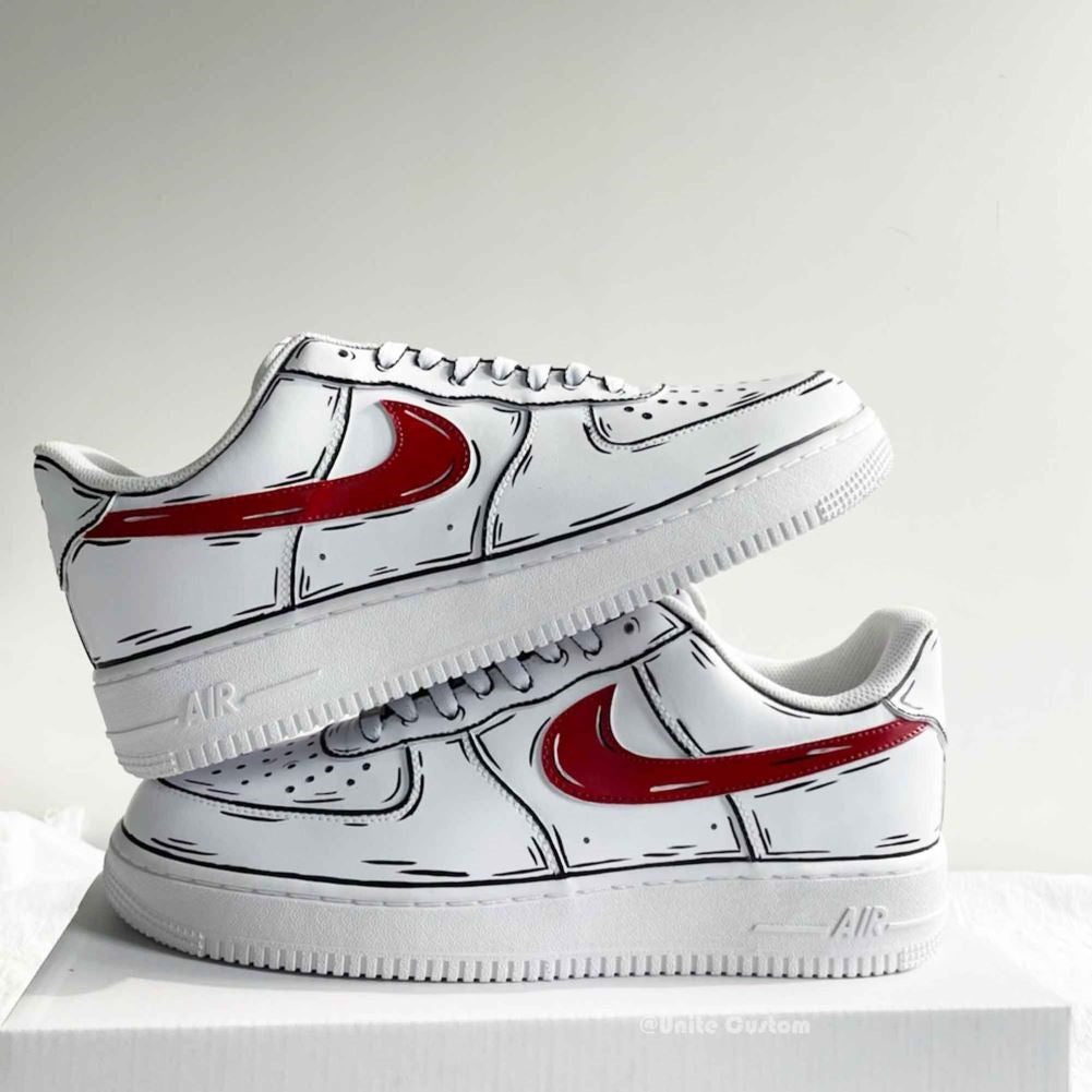 Cartoon Red Custom Sneakers Air Force 1