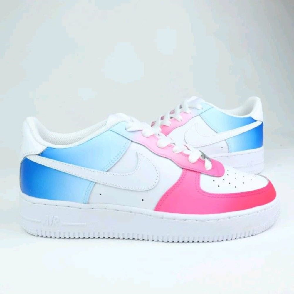 Blue Pink Gradient Custom Sneakers Air Force 1