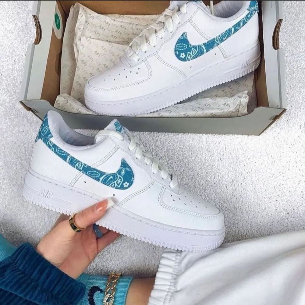 Blue Bandana Sneakers Custom Air Force 1