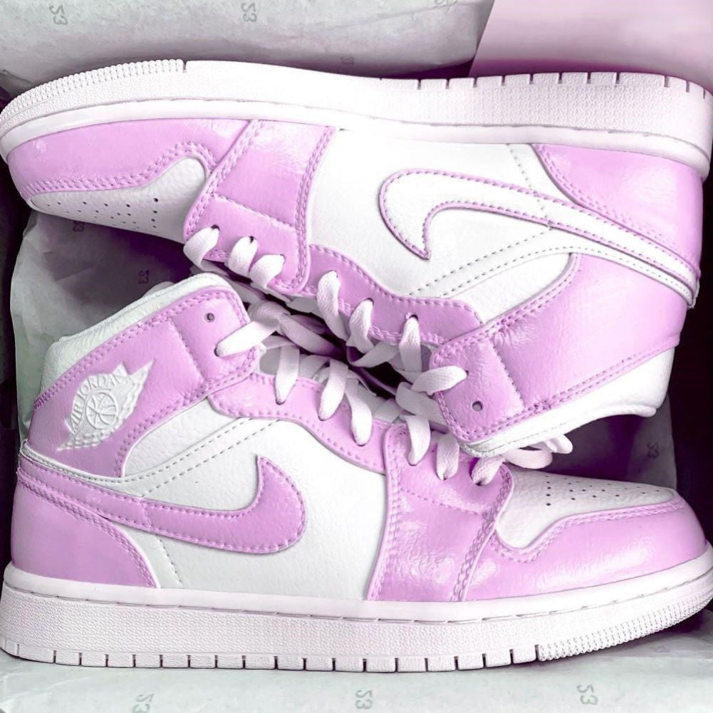 Pink Smooth Custom Sneakers Air Jordan 1