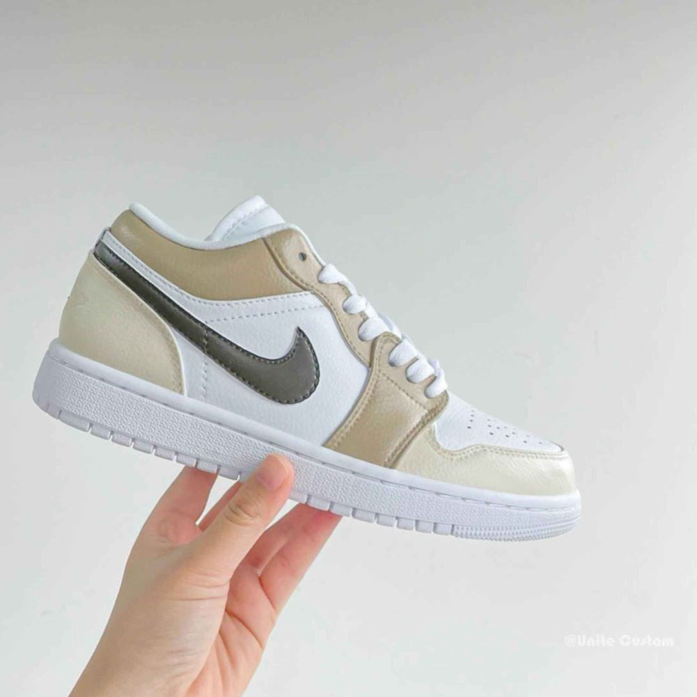 Beige Brown Custom Sneakers Air Jordan 1 Low