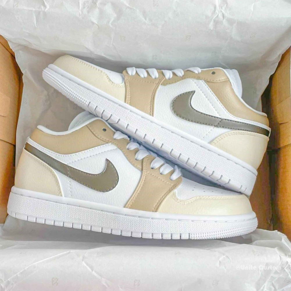 Beige Brown Custom Sneakers Air Jordan 1 Low