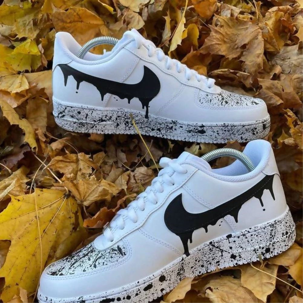 Black Splash Dripping Custom Sneakers Air Force 1