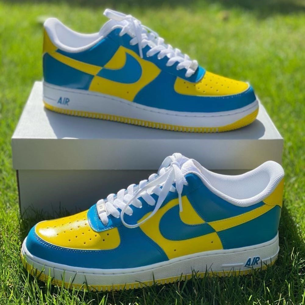 Blue Yellow Custom Sneakers Air Force 1