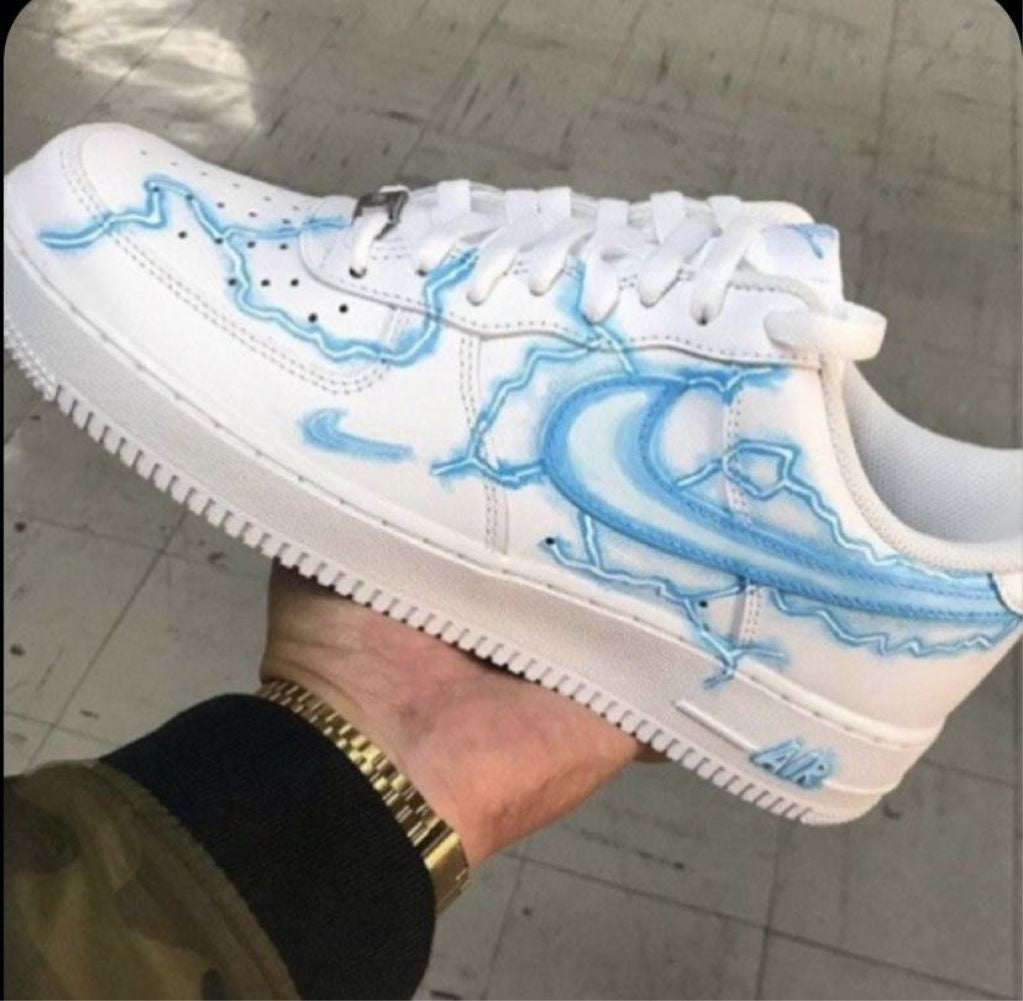 Blue Gradient Lightning Custom Sneakers Air Force 1