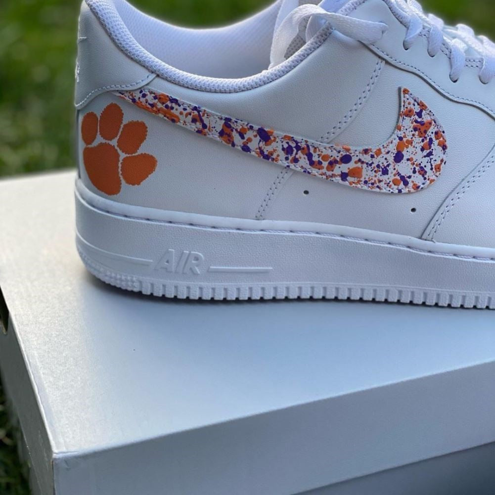 Orange Footprint Splash Custom Sneakers Air Force 1