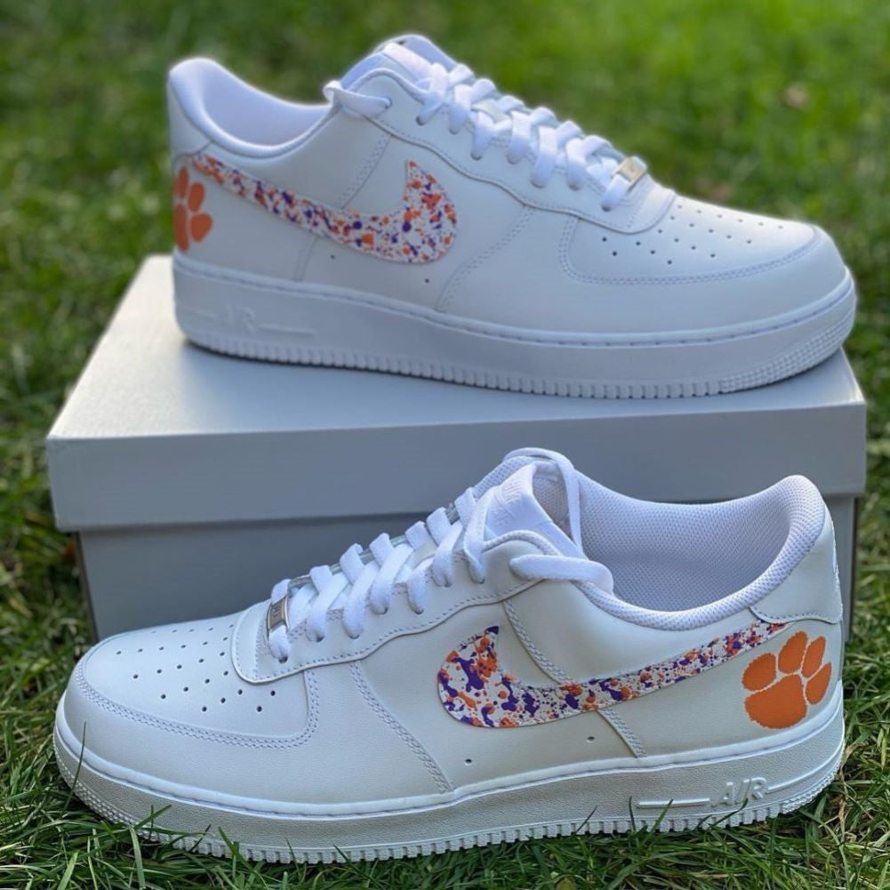 Orange Footprint Splash Custom Sneakers Air Force 1