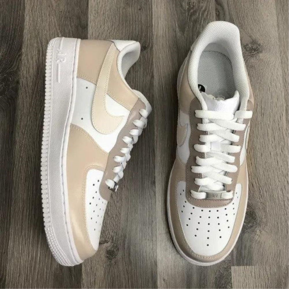 Mocha Beige Smooth Custom Sneakers Air Force 1