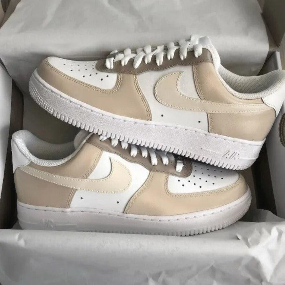 Mocha Beige Smooth Custom Sneakers Air Force 1