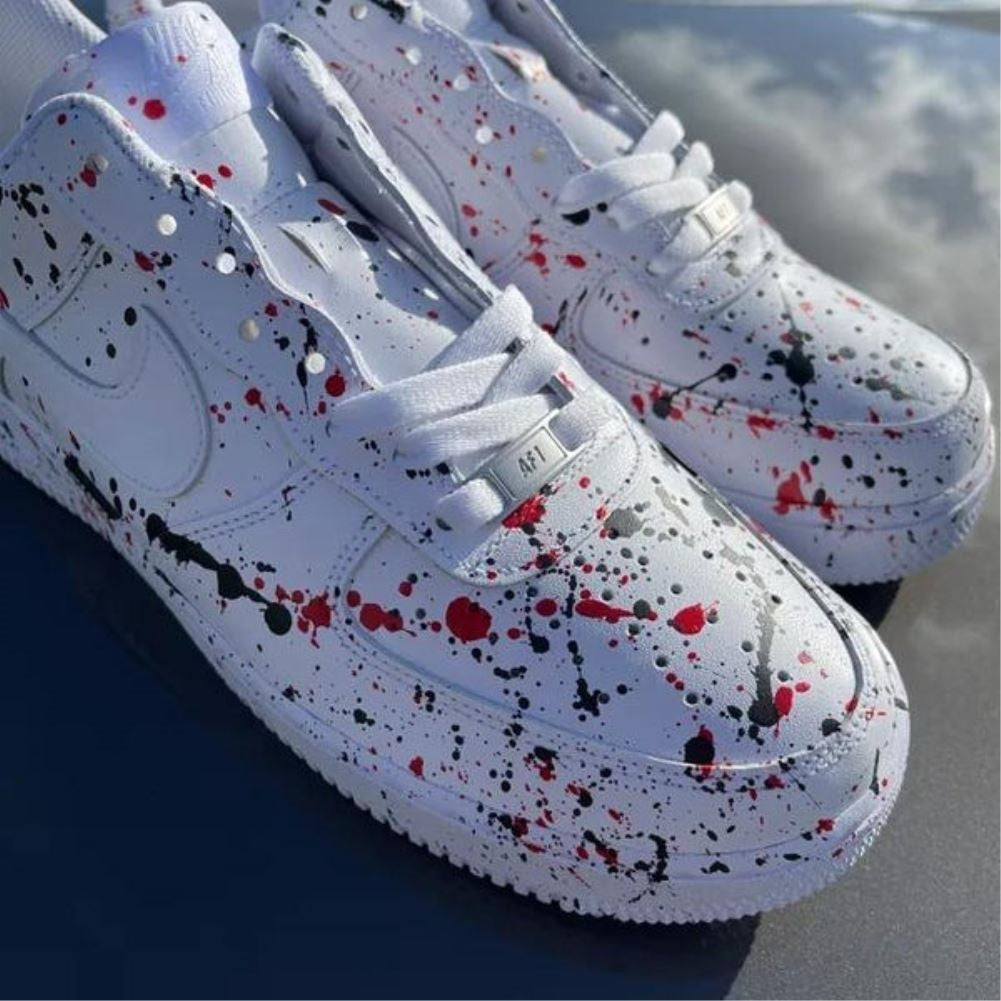 Red Black Splash Custom Sneakers Air Force 1