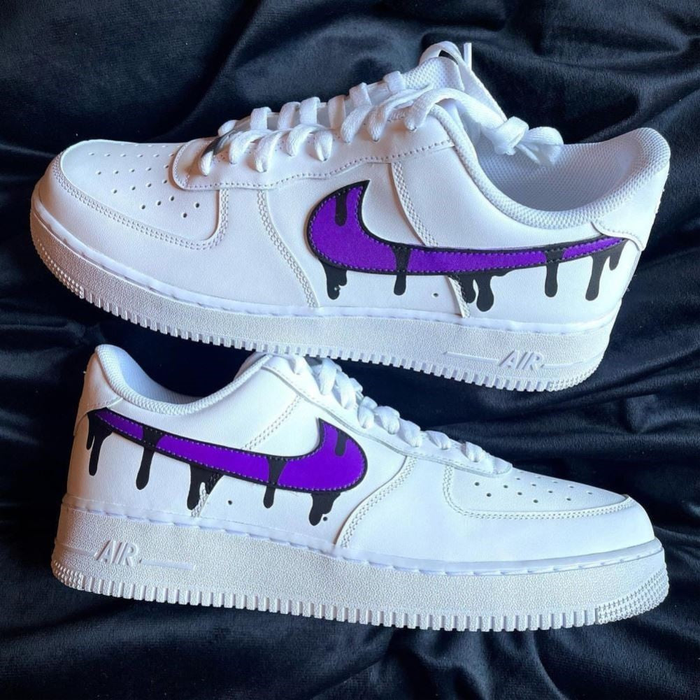 Purple Black Dripping Custom Sneakers Air Force 1