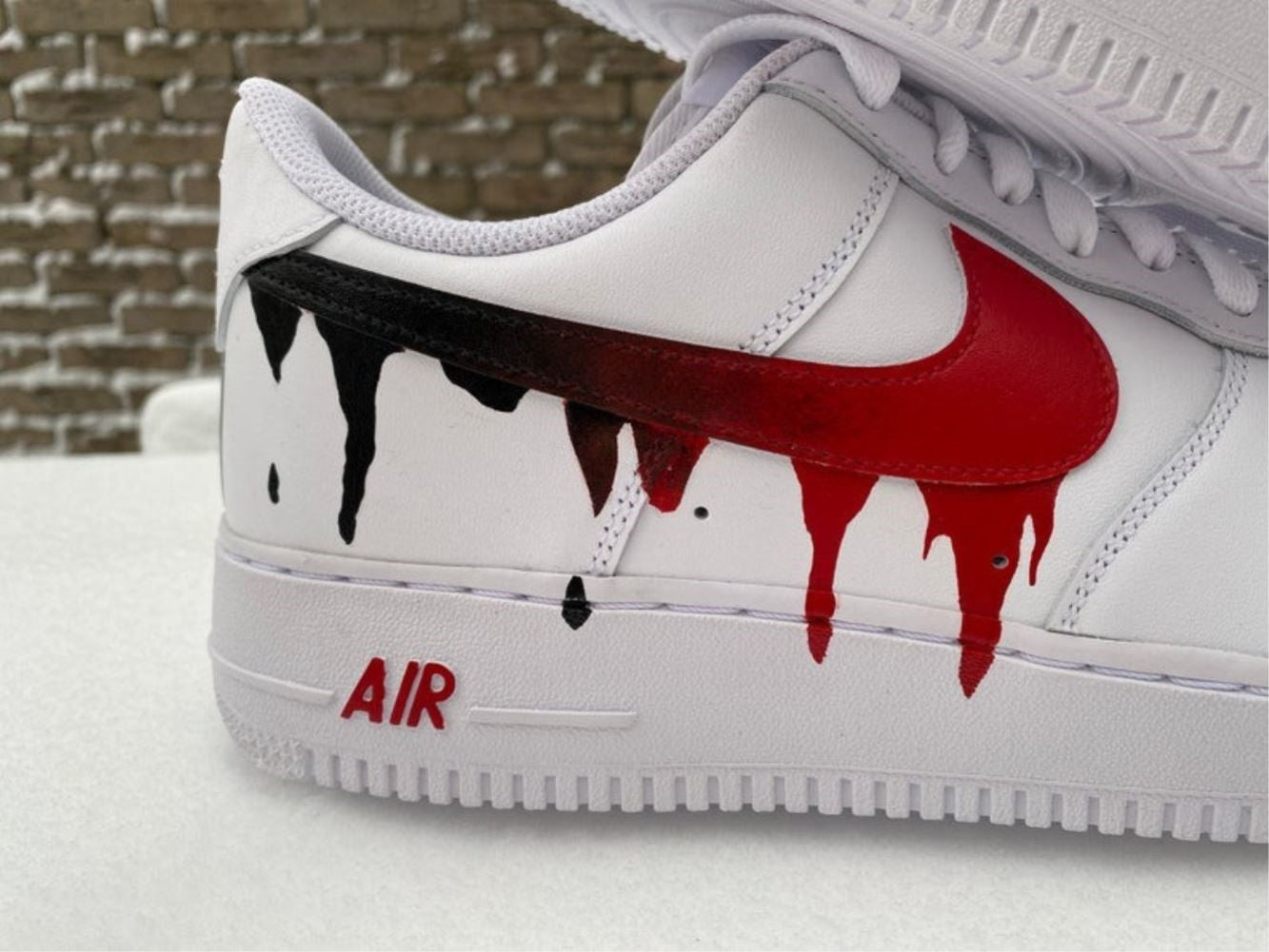 Red Black Dripping Custom Sneakers Air Force 1