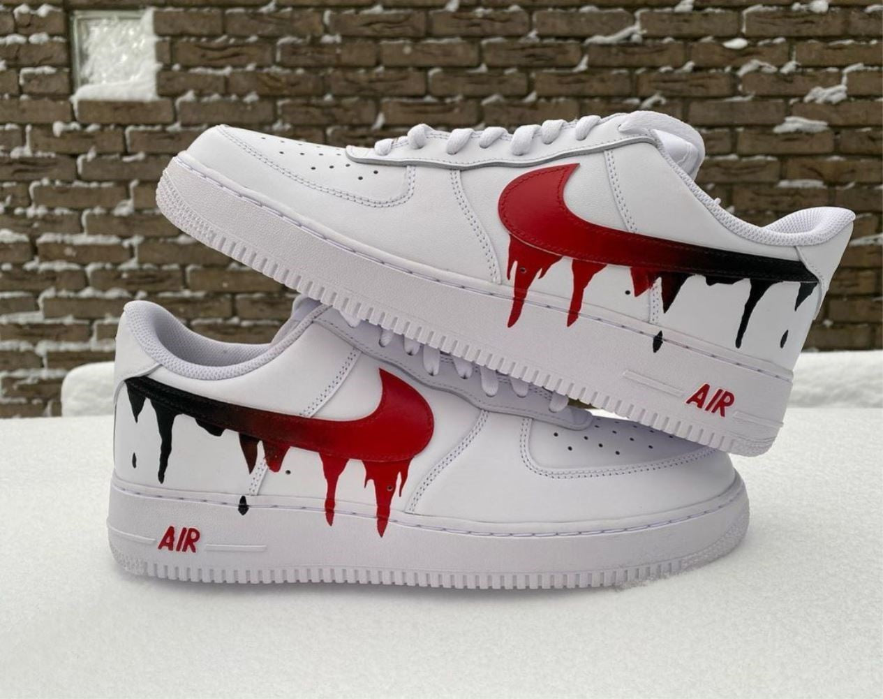 Red Black Dripping Custom Sneakers Air Force 1