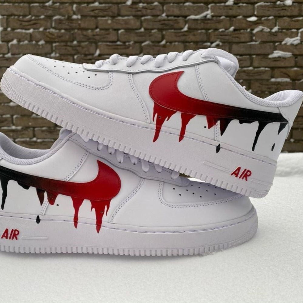 Red Black Dripping Custom Sneakers Air Force 1