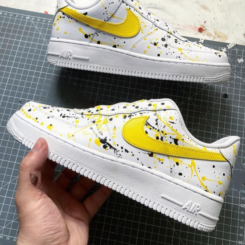 Yellow Black Splash Custom Sneakers Air Force 1