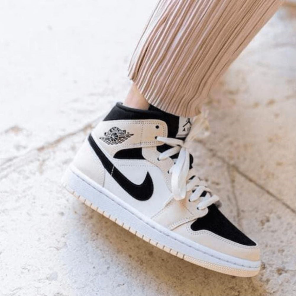 Beige Black Sneakers Custom Air Jordan 1