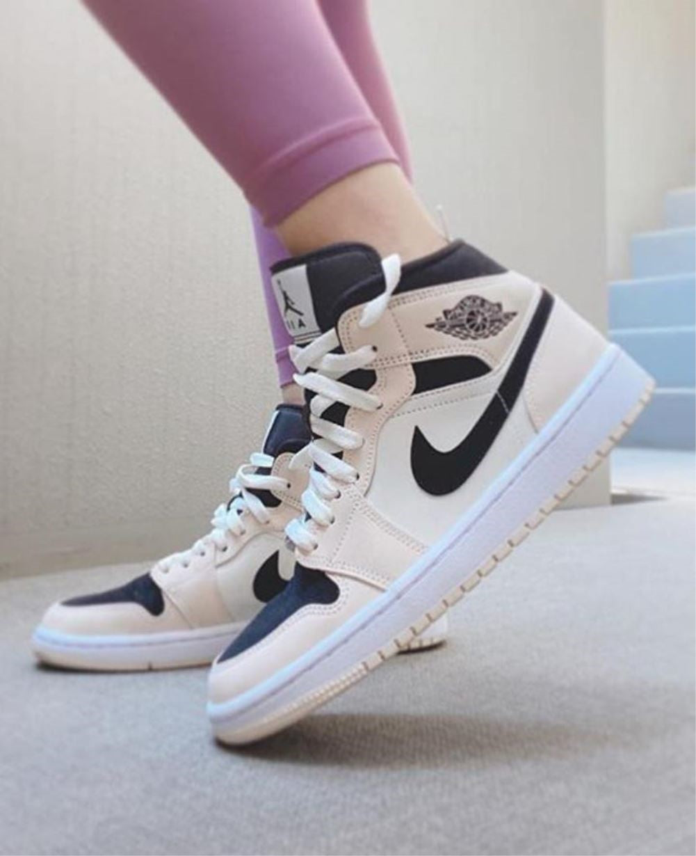 Beige Black Sneakers Custom Air Jordan 1