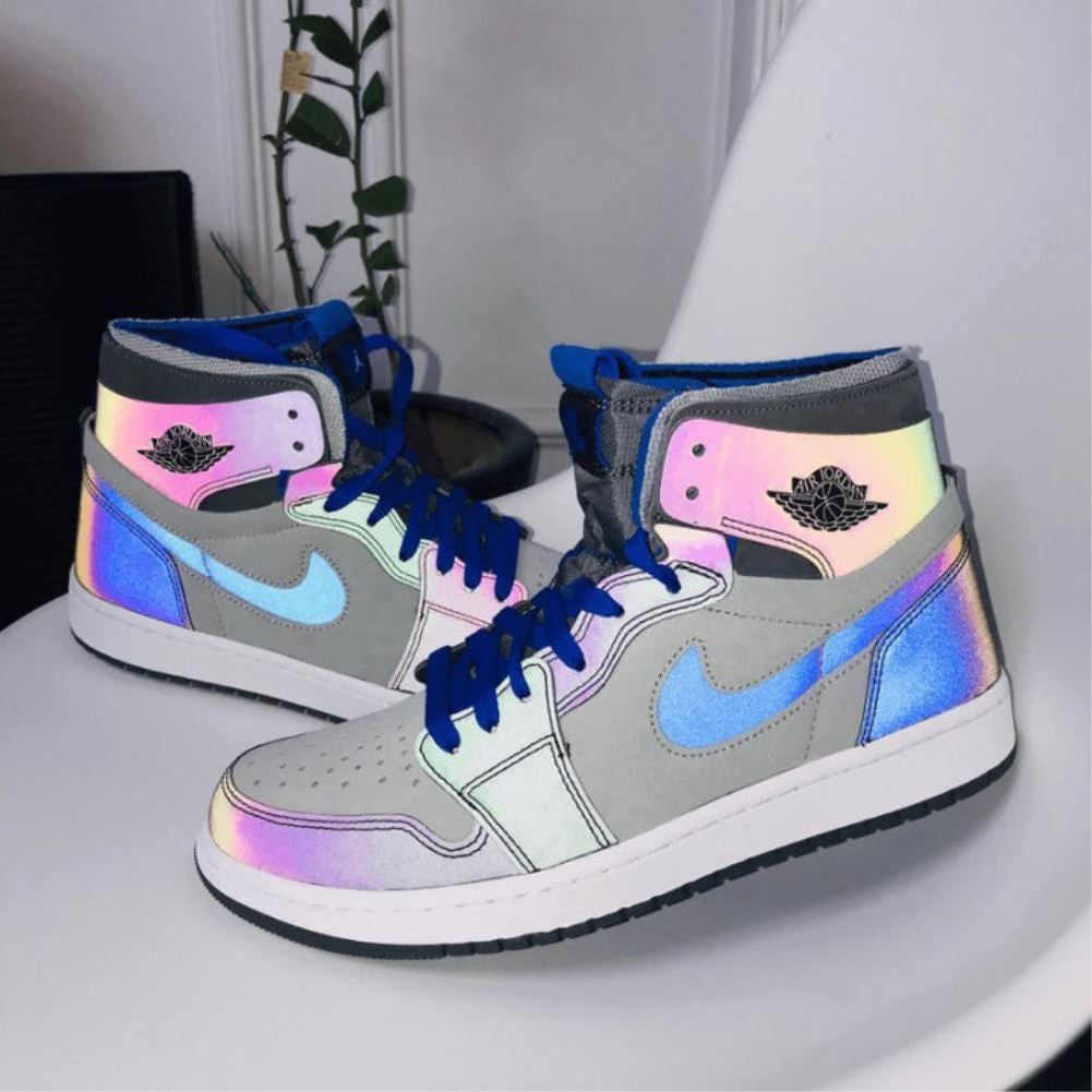 Reflective Grey Sneakers Custom Air Jordan 1