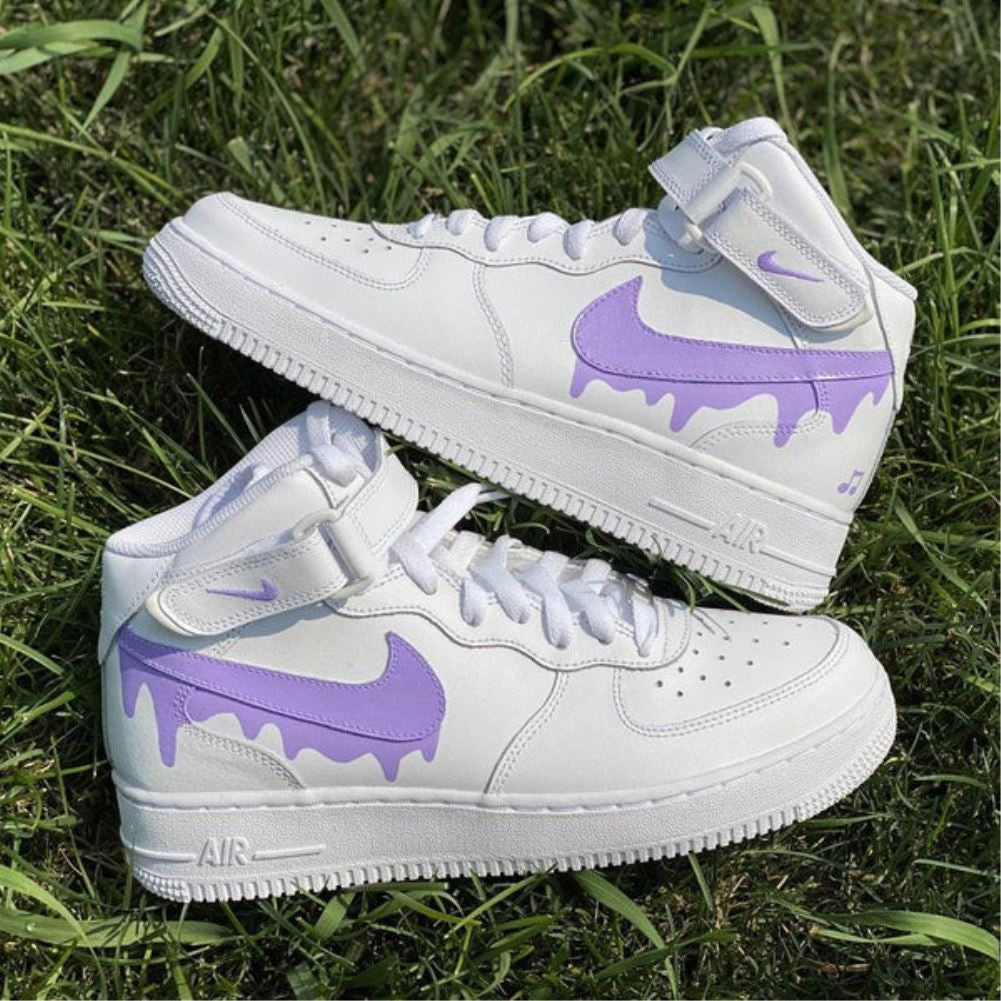 Purple Dripping Custom Sneakers Air Force 1 Mid