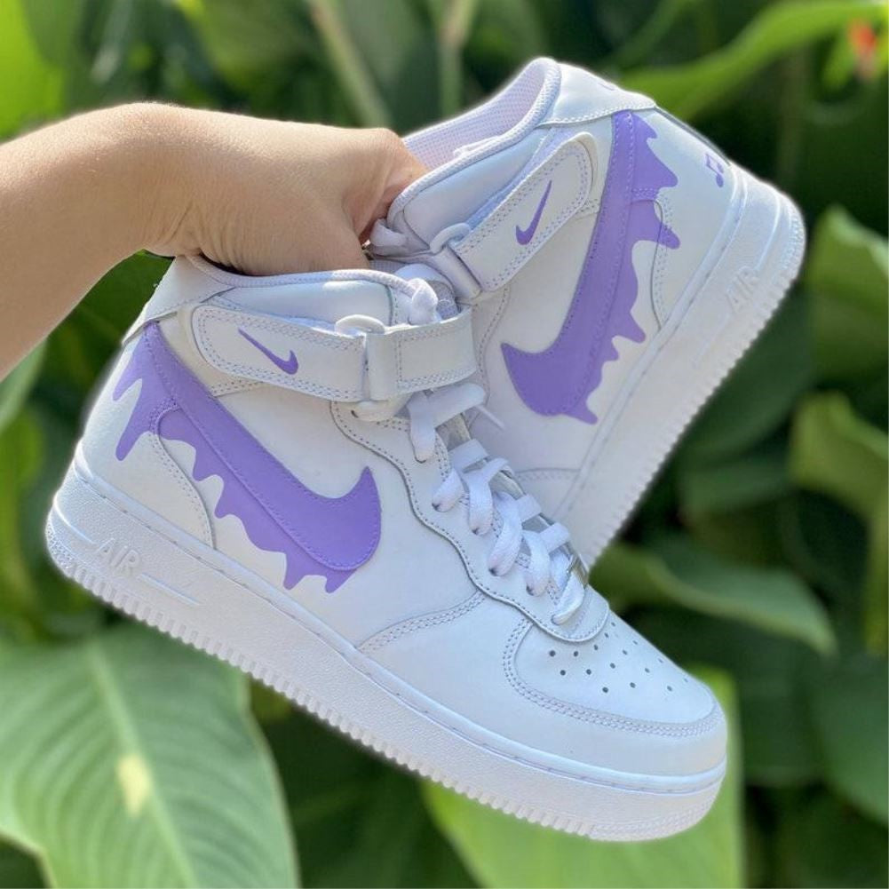 Purple Dripping Custom Sneakers Air Force 1 Mid