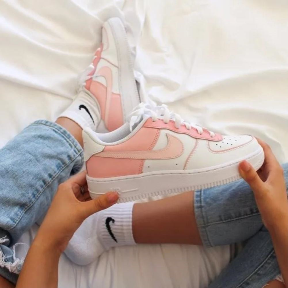 Pearl Pink Line Custom Sneakers Air Force 1