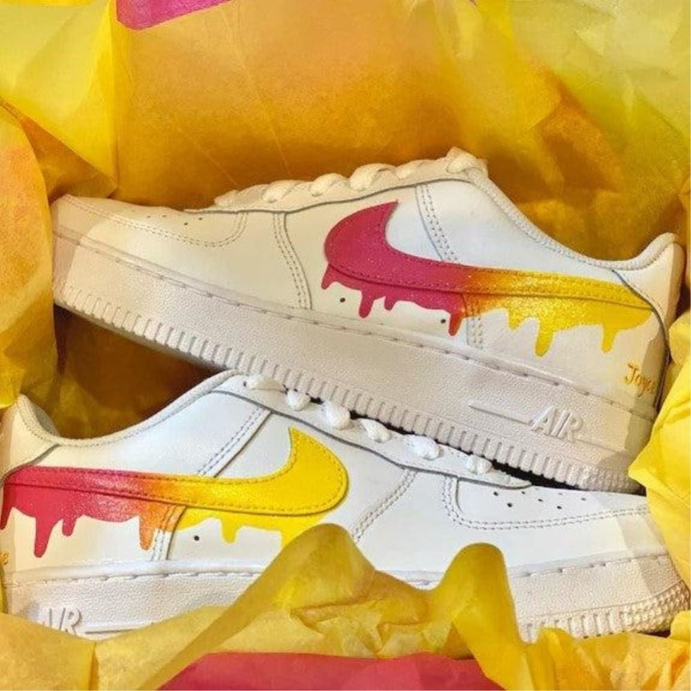 Pink Yellow Dripping Custom Sneakers Air Force 1