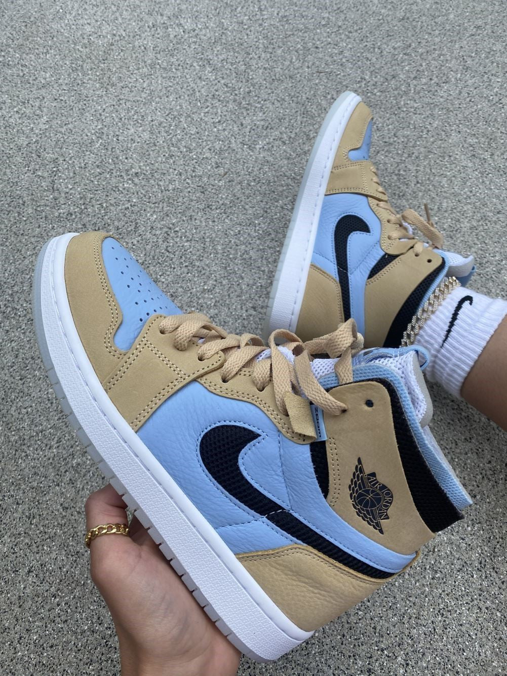 Brown Blue Sneakers Custom Air Jordan 1